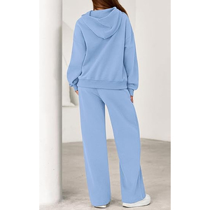 Conjunto de Sudadera con Capucha Casual para Mujer, Pantalones Deportivos Anchos y Sueltos, Traje de 2 Piezas de Felpa Suave - Product Image 4