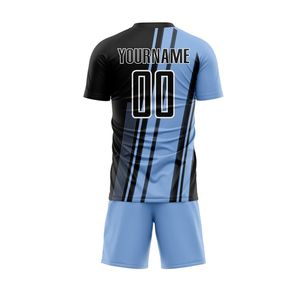 Nouvel ensemble maillot de football jaune et noir, personnalisable avec nom et numéro d'équipe, en polyester respirant, unisexe adulte, manches courtes, col rond - Product Image 2