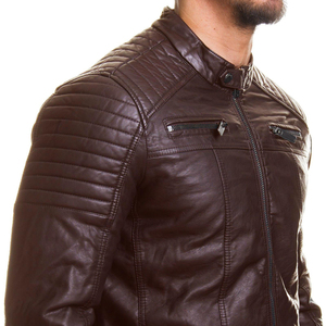 Manufacture Men's Leather <b>Jacket</b> with <b>Canvas</b> Fabric Waterproof And Windproof High Street Style Spring Autumn Casual Wear - Product Image 4