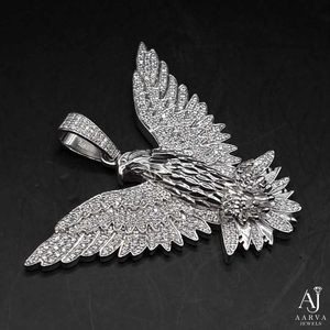 จี้เงินรูปนกอินทรีประดับเพชรโมอิสซาไนต์ AARVA JEWELS ระดับ VVS ดีไซน์เท่ห์สไตล์ฮิปฮอป เหมาะสำหรับงานปาร์ตี้ ใช้ได้ทั้งผู้หญิงและผู้ชาย เงินแท้ 925 - Product Image 4