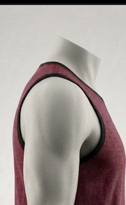 Men's Maroon <b>Mesh</b> Tank Top Crew Neck Sleeveless Breathable Regular Fit All Seasons 100% Polyester Solid Color - Product Image 6