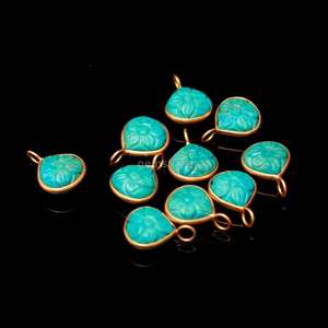 Aaa blue turquoise flower pendant 925 sterling <b>silver</b> gemstone pendant hand carved heart charm turquoise jewelry making supplies - Product Image 4
