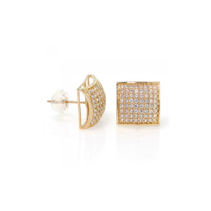 0.65 TCW Exclusive Round Diamond Cluster Stud <b>Earrings</b> in 10K Yellow Gold | Real Diamond Screw <b>Back</b> <b>Earrings</b> for Women Jewellery - Product Image 3
