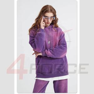 Women Oversized Cotton Fleece Hoodie 400GSM <b>French</b> Terry Pullover Acid Wash <b>Vintage</b> Embroidered Printed Rhinestone Hoodies - Product Image 3