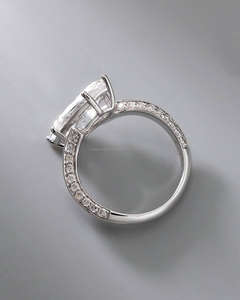 Anillo de Compromiso de Lujo con Diamante Cultivado en Laboratorio, Corte Marquesa, Engaste de Garras, Oro Blanco, Anillo de Boda Solitario Marquesa para Mujer - Product Image 4