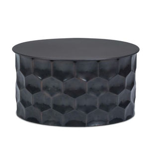 Mesa de centro y auxiliar de diseño único, de mármol negro con tapa redonda y metal de calidad superior, muy vendida para la sala de estar. - Product Image 2