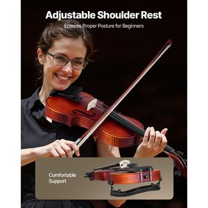 Set Violino 4/4 per Adulti con Custodia Rigida, Resina, Arco, Spalliera e Ponticello per Principianti - Product Image 5