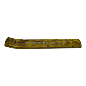 Porte-encens décoratif en bois avec cendrier, plateau long à motif craquelé abstrait, brûleur à bâtonnets pour le yoga et la décoration intérieure élégante - Product Image 6
