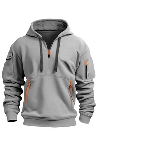 Jersey de lana de algodón de gran tamaño para hombre, Sudadera con capucha, nuevo estilo, ropa de invierno con media cremallera, venta en línea, diseño de logotipo personalizado - Product Image 2