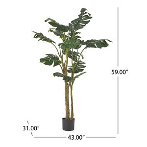 59-Inch Monstera <b>Artificial</b> <b>Tree</b> Indoor Decorative Feature - Product Image 4