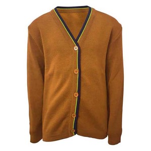 เสื้อคาร์ดิแกนถักคอวีสีม่วงสำหรับผู้หญิง แขนยาว สไตล์ลำลอง ติดกระดุมด้านหน้า สีพื้น - Product Image 5