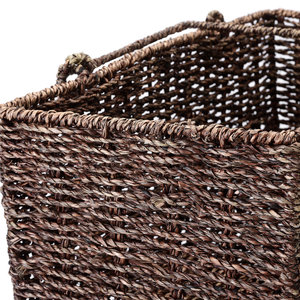 Handmade 14\" L-Shaped <b>Wicker</b> Staircase Organizer with <b>Handles</b> Elegant Storage <b>Basket</b> - Product Image 5
