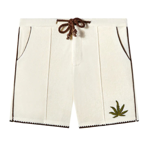 Ensemble chemise et short Cabannabis OEM/ODM personnalisé en coton éponge 100% avec feuilles brodées et motif noix de coco véritable - Anti-boulochage - Décontracté été - Product Image 4