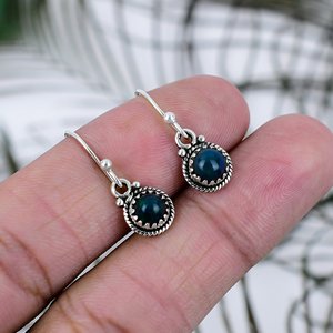 Women <b>Dangle</b> <b>Earring</b> Natural <b>Black</b> Ethiopian Opal October Birthstone Wedding Birthday Handmade Jewelry 925 Sterling Silver - Product Image 2