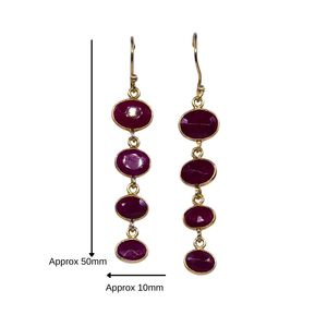 Pendientes Colgantes de Plata de Ley 925 con Baño de Oro y Rubí, Joyería Elegante para Mujer, para Bodas - Product Image 1