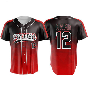 TAMBO Custom <b>Baseball</b> Jersey 100% Polyester Red Black Sublimated Moisture Wicking Short Sleeve Adult Uniform Men's All Seasons - Product Image 1