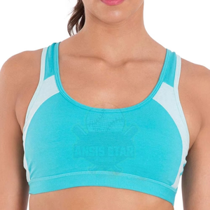 Women's Seamed Scoop Neck <b>Racerback</b> Sports <b>Bra</b> with Removable Pads Medium Support Solid Color Breathable & Quick Dry for Yoga - Product Image 1