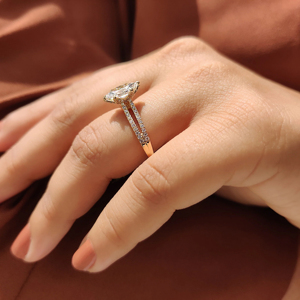 Bague de fiançailles pour femme en diamant taille princesse, or massif 18 carats plaqué or rose, style classique - Product Image 2