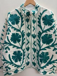 Premium Handcrafted <b>Women</b> Ethnic White Cotton Linen <b>Jacket</b> Traditional Rajasthani Bohemian Style Summer <b>Spring</b> Shrug Coat - Product Image 4