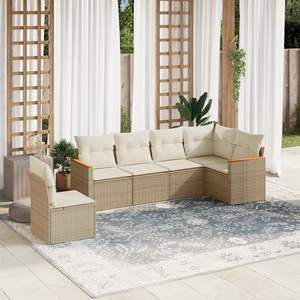 Conjunto de Sofás de Jardín en Color Beige Crema - Product Image 1