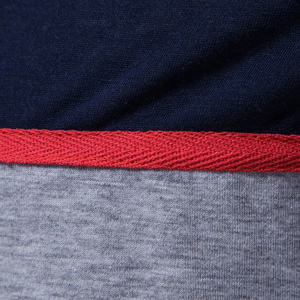 เสื้อโปโลแขนสั้นผู้ชาย สีกรมท่า-เทา ตัดต่อสี ทรงลำลอง ผ้าถัก ระบายอากาศได้ดี ทรงปกติ - Product Image 6