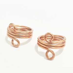 เครื่องประดับลวดทองแดงทำมือขายส่ง – ผู้ผลิตแหวนเกลียวคู่แบบปรับได้ ดีไซน์เก๋ไก๋สำหรับแฟชั่นแบบโฮลิสติก - Product Image 3
