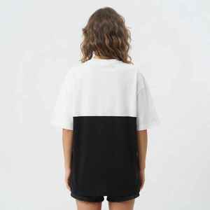 Camiseta Oversize de Mujer con Bloques de Color, Manga Corta, Cuello Redondo, Ajuste Holgado, 100% Algodón Transpirable, Top de Jersey para Primavera Verano - Product Image 2
