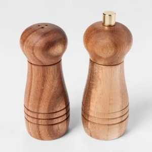 Silver Plated Metal <b>Salt</b> and Pepper Shakers with Carved Wood Handle Vintage Style Handheld Seasoning Dispenser Tableware - Product Image 5