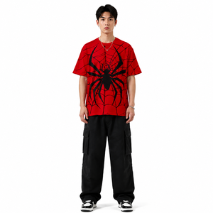 T-shirt Homme Oversize à Motif Araignée Décontracté 100% Coton Streetwear Respirant Imprimé Numérique Manches Courtes Design Tendance - Product Image 1