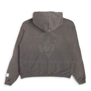 Premium <b>Men</b> Distressed Hoodies Heavy Cotton <b>Pullover</b> Hooded Streetwear Custom Apparel Manufacturer - Product Image 2