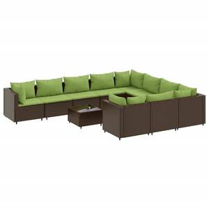 Grand ensemble de canapés de patio en rotin PE marron avec pieds réglables, pour l'aménagement de jardins - Product Image 2