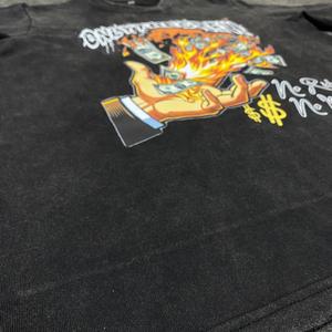 T-shirt surdimensionné à imprimé graphique pour hommes – Tee-shirt streetwear avec motif Flame Money « Only The Crew » - Product Image 4