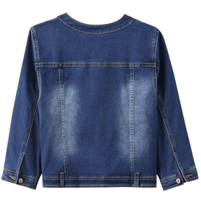 Women's 3/4 Sleeve <b>Cropped</b> <b>Denim</b> <b>Jacket</b> Light Wash Short Jean Trucker Coat Button-Up Casual Distressed Eco-Friendly 100% - Product Image 6