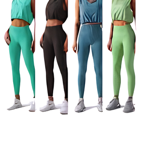 Gym Wear <b>Women</b> Activewear Workout Clothes Plus Modest High Solid 2 Set XL Seamless Leggings Shorts Sports Bra Tank <b>Top</b> Front - Product Image 1