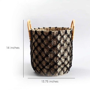 Set Of 3 Natural Black Seagrass Rattan Tassel <b>Storage</b> <b>Basket</b> Handmade <b>Storage</b> <b>Basket</b> Wholesale eco-friendly Made in Viet Nam - Product Image 5