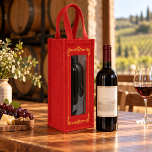 Sacs cadeaux pour bouteilles de vin en jute naturel laminé imprimé 13x36x13 cm Logo personnalisé Vente en gros OEM Marque privée Modèle SNC139A - Product Image 4