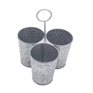 Support à couverts en métal galvanisé au design attrayant avec poignée en bois, organisateur de rangement pour ustensiles de cuisine en gros pour la table - Product Image 4