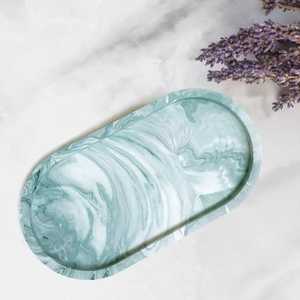 Modern <b>Black</b> and White Marble Resin Trinket Tray Oval Jewelry Display <b>Plate</b> Luxury Minimalist Vanity Organizer Home Decor - Product Image 6