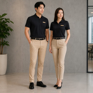 Professional <b>Black</b> for Uniform Set for Men and Women with Khaki <b>Pants</b> Breathable Spandex Material - Product Image 4