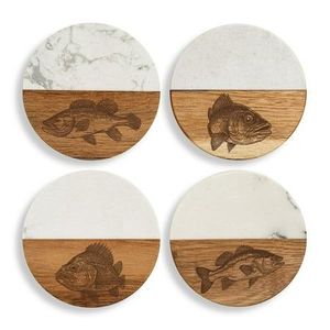Wood Marble Table Coasters Elegant <b>Cup</b> <b>Mats</b> For Coffee Mugs Tea <b>Cups</b> Cocktail Glasses And Everyday Table Protection - Product Image 2