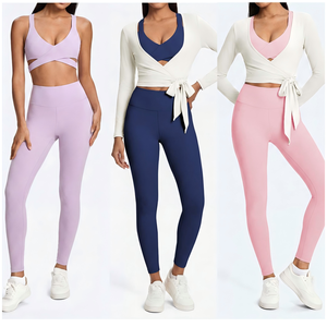 Soutien-gorge de sport style été pour femme, sexy, respirant, dos croisé, ajusté, ensemble de haut de yoga uni, tenue active pour femme - Product Image 4