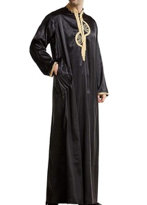 New Design Embroidery Pattern Print Screen Printing Fashionable Long Robe Arabic Ramadan Silk Cotton Muslim Islamic <b>Thobes</b> Jubba - Product Image 4