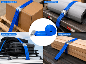 Sangle d'arrimage en polyester premium avec boucle à came 38mm 450kg sans crochet pour le transport de remorques et la sécurisation des marchandises Fabricant OEM - Product Image 2