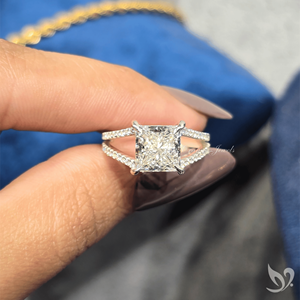 แหวนหมั้นเพชรแล็บเกรดพรีเมียม 3 กะรัต ทรงเจ้าหญิง ประดับเพชรแบบฝังเต็มวง ทองคำขาว 10K รับรองโดย IGI สำหรับขอแต่งงาน - Product Image 5