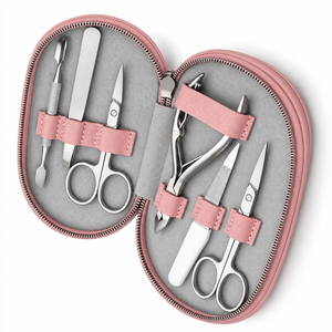Kit de manucure en acier inoxydable, ensemble de coupe-ongles 6 pièces, étui de style classique portable pour adultes - Product Image 1
