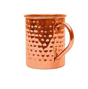 Ensemble de 2 tasses rondes en cuivre martelé et acier inoxydable, 100% cuivre massif pur, 16 oz, pour l'eau et les cocktails - Product Image 2