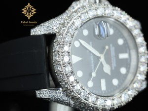 นาฬิกาข้อมือผู้หญิง Pahal Jewels หรูหรา ประดับเพชร ตัวเรือนสแตนเลสสตีล ขนาด 40 มม. กระจกแซฟไฟร์ หน้าปัดสีดำ ประดับโมอิสซาไนต์ เครื่องจักรกล - Product Image 2