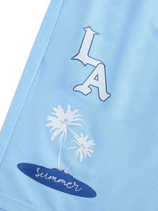 Shorts d'été graphiques pour hommes, décontractés, streetwear, avec cordon de serrage, taille haute - Product Image 2