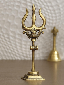 Estatua de Trishul de Latón con Base Decorativa, Tridente del Dios Shiva, Ídolo Religioso Hindú para el Hogar, Templo, Puja, Mandir, Decoración Espiritual - Product Image 4