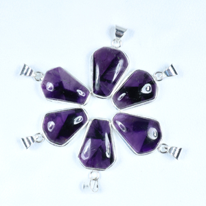 Colgante de Amatista en Forma de Paz Hecho a Mano, Chapado en Plata, Estilo Bohemio, Unisex, Regalo Minimalista, Joyería Gótica, Pieza Destacada, Venta al por Mayor - Product Image 4